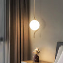 Axyaa Milky Glass Ball Pendant LED Sconces for Bedroom - Long Cable Hanging Lamp