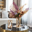 Axyaa Modern Golden Metal Rack Glass Vase for Stylish Flower Arrangement