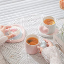 Axyaa Heart Coffee Cup & Saucer Set, Couple Mug, Camellia Tea, Breakfast Exquisite Gift