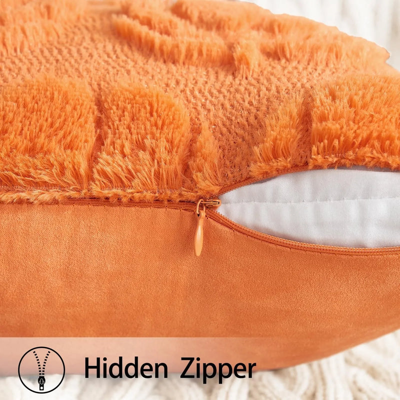 Axyaa Christmas Short Plush Pillow Cover Pumpkin Festival Decor Sofa Cushion