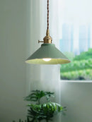 Axyaa Celadon Ceramic Pendant Light: Modern Brass Hanging Fixture for Kitchen, Bedroom, Hallway