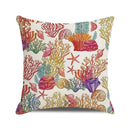 Axyaa Coral Marine Life Watercolor Cushion Cover Ocean Fish Linen Pillowcase