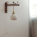 Axyaa Vintage Wood Ceramic LED Wall Light for Bedroom and Living Room