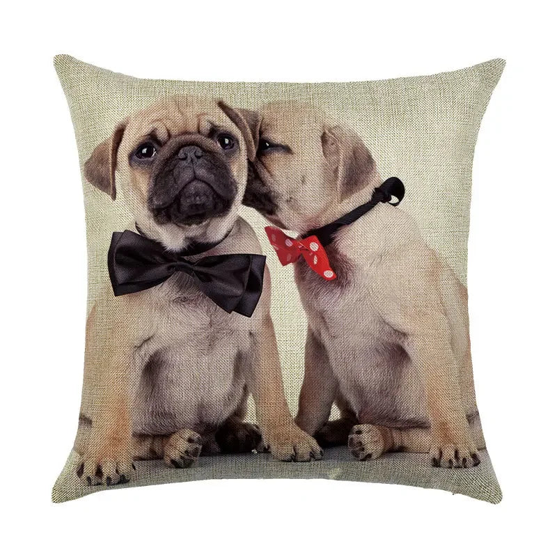 Cute Dog Watercolor Linen Cushion Cover 45*45cm - Axyaa