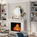 Axyaa Silver Wall Mirror with Golden Rim - Elegant Entryway Fireplace Decor
