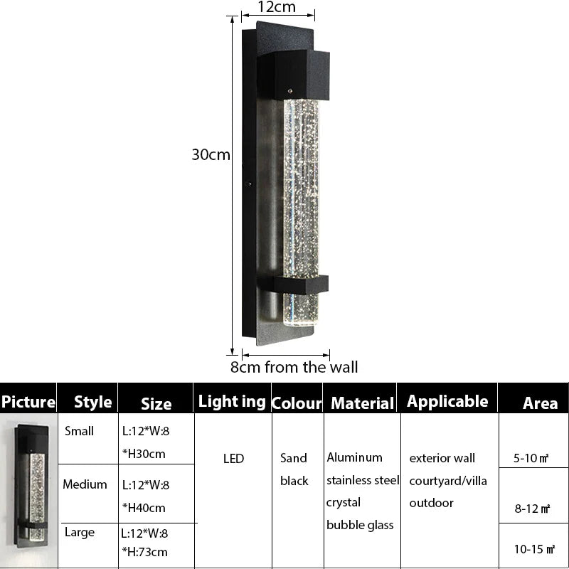 Axyaa Crystal Bubble LED Wall Lamp for Outdoor Lighting