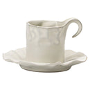 Axyaa Pleated Ceramic Coffee Cup and Saucer Set, Hand Punch Hanging Ears, Japanese Light Luxury