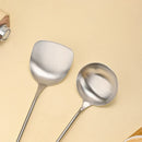 Axyaa Stainless Steel Wok Spatula Ladle Set with Wooden Handle