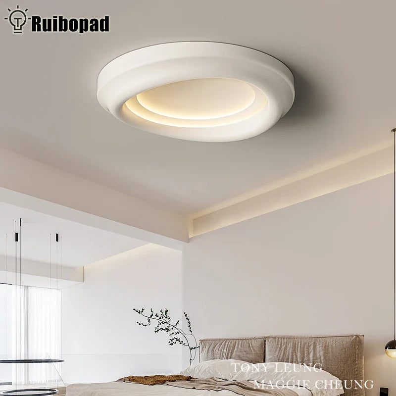 Axyaa White Round LED Ceiling Light with Remote Control for Bedroom and Living Room
