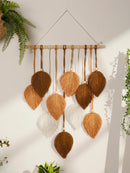 Axyaa Leaf Macrame Tapestry Brown Green Wall Hanging Boho Home Decor Aesthetic Gift