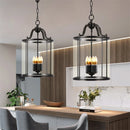 Axyaa Black Copper Cylinder Glass Birdcage Chandelier Pendant Light