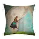 Axyaa Fairy Girl Linen Pillowcase for Home Decor 45X45CM