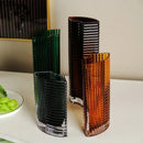 Axyaa Relief Stripe Glass Vase: Modern Minimalism Decor for Flowers, Desk, and Crafts