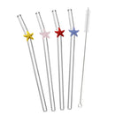 Axyaa Starfish Glass Straw Set: Eco-Friendly Bar Accessories with Cleaning Brush