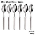 Axyaa Gold Cutlery Set Stainless Steel Mirror Sliver Fork Spoon Western Double Sided Pattern