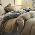 Axyaa Solid Flannel Bedding Set, Reversible Fleece Duvet Cover and Cozy Sheet with Pillowcases