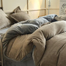 Axyaa Solid Flannel Bedding Set, Reversible Fleece Duvet Cover and Cozy Sheet with Pillowcases