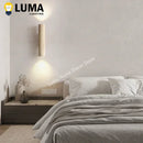 Axyaa Yellow Travertine Stone & Wood Wall Lamp Sconce for Bedroom Living Room