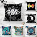 Axyaa Mandala Sun Moon Pillowcase: Bohemian Sofa Cushion Cover