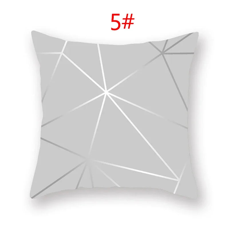 Axyaa 18" Sliver Grey Geometry Striped Pillowcase Home Decor Pillow Cover