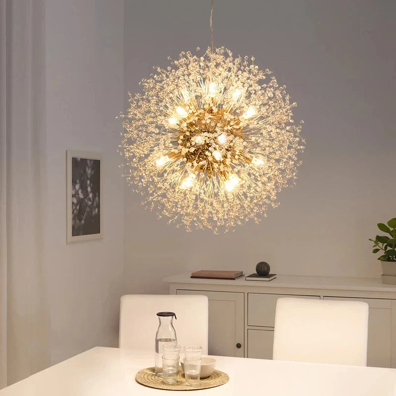 Axyaa Dandelion Art Crystal Chandelier for Modern Nordic Living Room