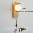 Axyaa Amber Glass Wood Bedside LED Wall Lamp Vintage Bedroom Retro Design