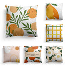 Axyaa Grid Flower Cushion Cover Orange Lemon Pillow Cover Home Decor Sofa Cushions