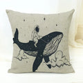 Axyaa Cartoon Animal Print Linen Cushion Cover 45*45cm