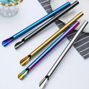 Axyaa 304 Stainless Steel Reusable 5Pcs Bubble Tea Straw Set with Brush and Spoon