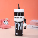 Axyaa 900ml Pink Plastic Water Bottle with Lid & Straw for Girls