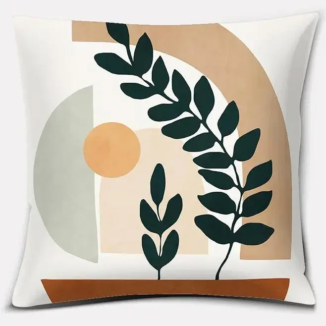Axyaa Brown Green Abstract Pillow Cover 45x45 - Home Office Bedroom Sofa Car Decoration