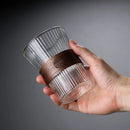 Axyaa 300ML Glass Coffee Mug with Walnut Sleeve and Bamboo Sheet - Japanese Style