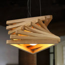 Axyaa Modern Solid Wood Triangle Chandelier LED Hanging Lamp for Home Decoration