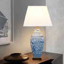 Axyaa Blue Ceramic Table Lamp for Luxury Living Room, Bedroom, Study, Hotel or Office