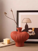 Axyaa Ceramic Flower Vase Decor for Living Room Tabletop, Retro Luxury Arrangements
