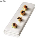 Axyaa Ceramic Folding Long Plate for Sushi, Desserts, Snacks - Solid Color Specialty Tableware