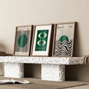 Axyaa Geometric Emerald Green Canvas Prints Set - Mid-century Bright Color Wall Art Posters