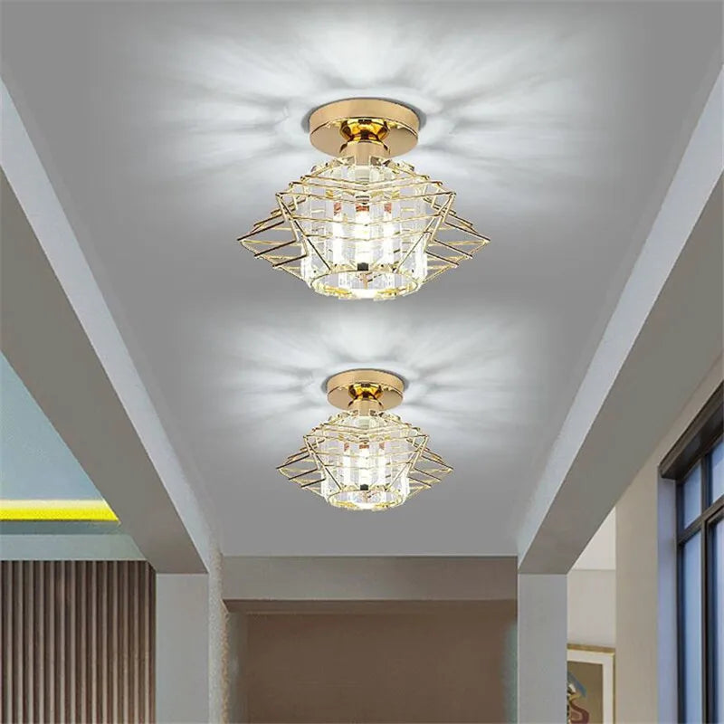 Axyaa Crystal Pentastar Chandelier for Bedroom Porch Corridor Balcony Aisle Cloakroom