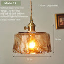 Axyaa Amber Glass Pendant Light Brass Vintage Adjustable Hanging Lamp