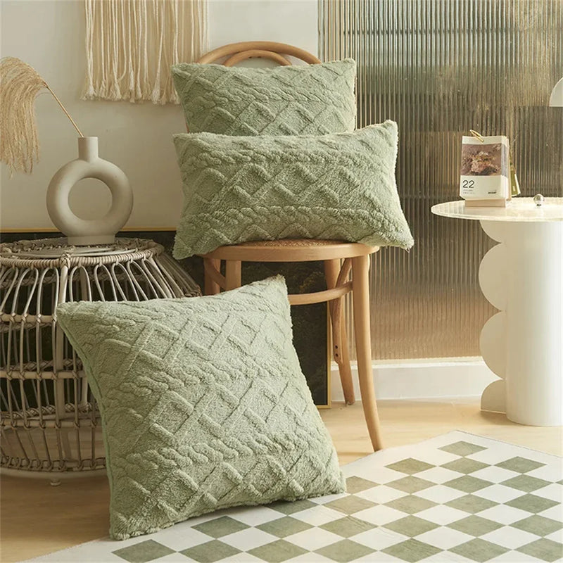 Axyaa Vintage Knit Plush Pillow Cover 45x45 Sofa Couch Cushion Case