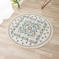 Axyaa Nordic Style Cotton Linen Round Carpets Boho Retro Handmade Floor Mats