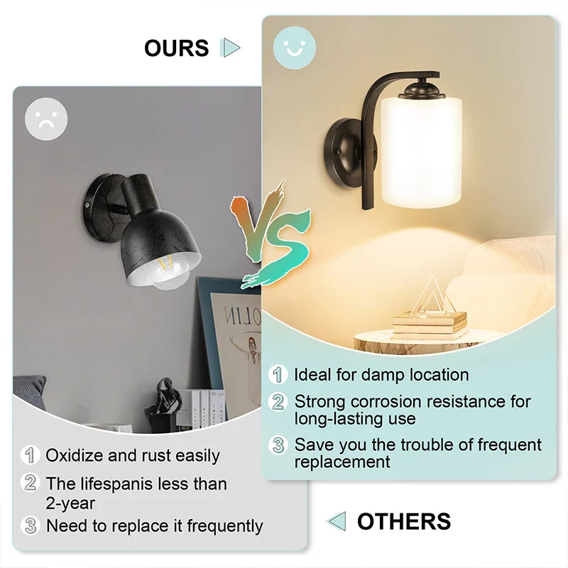 Retro Iron Art Wall Lamp for Living Room, Bedroom by Axyaa