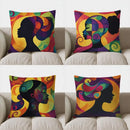 Colorful Silhouette Art Pillow Cover for Sofa, Bedroom, Car by Axyaa