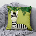 Axyaa Jungle Green Leaf Animal Print Pillowcase for Home Decor