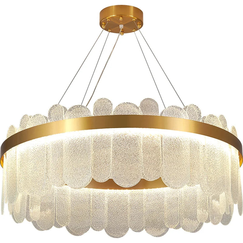 Axyaa Crystal Glass Round Chandelier Light for Modern Living Room, Dining Room, Bedroom