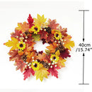 Axyaa Fall Wreath: Maple Leaf Pumpkin Pinecone Berry Thanksgiving Harvest Décor