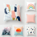 Axyaa Geometric Sunset Rainbow Pink Pillowcase