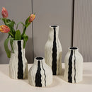 Axyaa Geometric Stripes Wave Ceramic Vase - Handmade Irregular Design