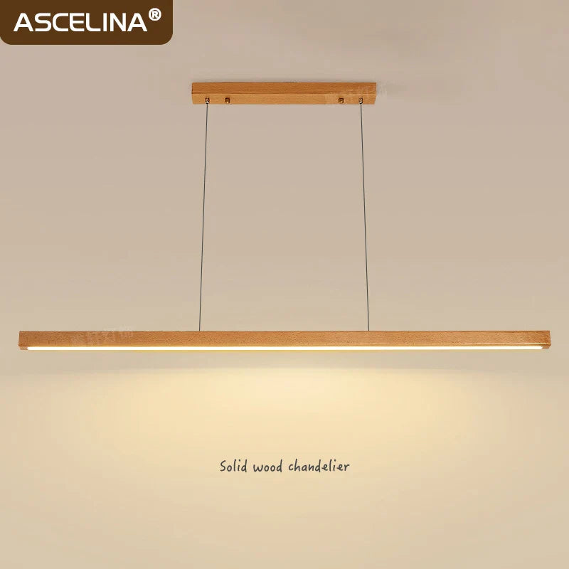 Axyaa Nordic LED Pendant Light - Modern Wooden Strip Hanging Lamp