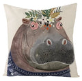 Axyaa Kawaii Flower Linen Pillow Case 45x45 cm Cute Animal Cushion Cover